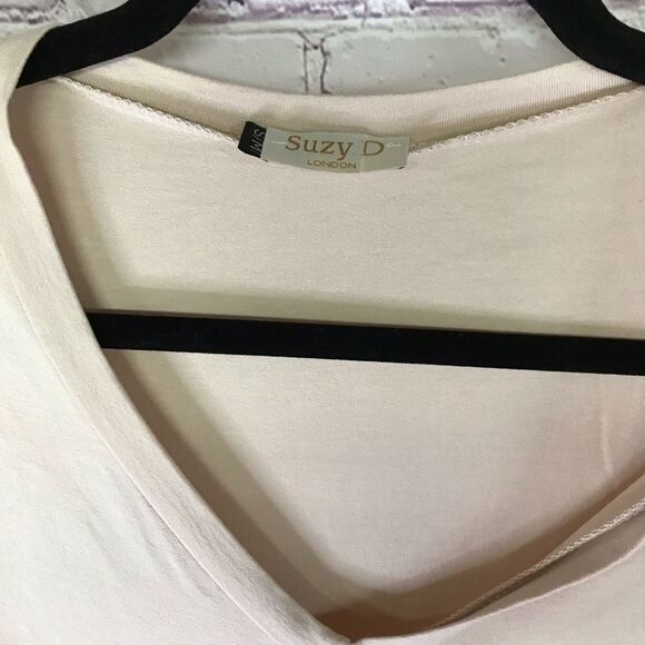 Suzy D London Ballet Pink Faux Wrap Drape VNeck Tee S/M - Picture 3 of 12